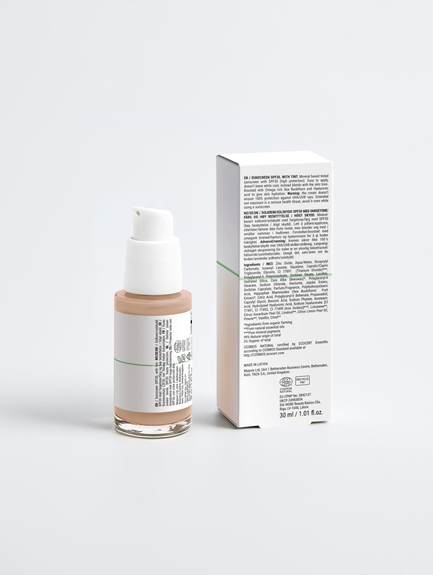 Sunscreen SPF30, with tint